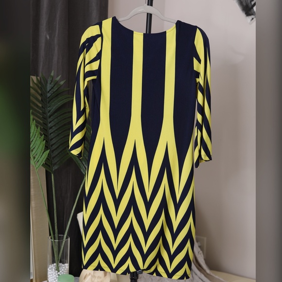 HAANI Navy and Yellow Vertical Striped Dress - Picture 2 of 4